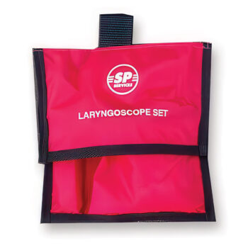 laryngs laryngoscope set handle 4 blades 1 4 in red bag
