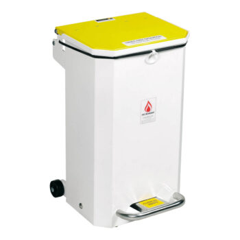 sfbiny70 sunflower hands free bins flame retardant yellow lid 70 litre