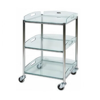 sfstge3 sunflower surgical trolleys 3 trays 3 tray glass effect